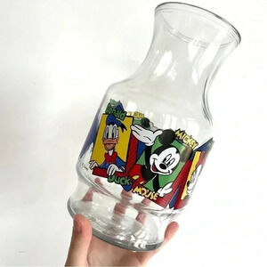 Vintage Disney Carafe Anchor Hocking Glassware Pitcher Mickey Minnie Donald Duck
